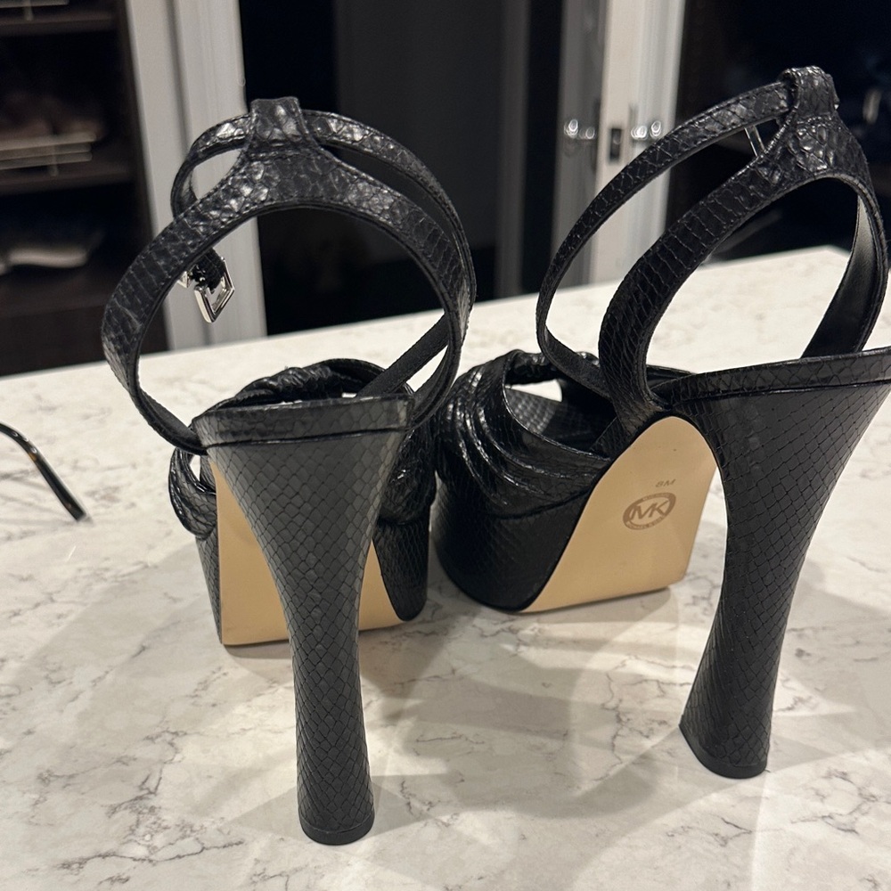 Michael Kors Black Textured Heels - Picture 3 of 7